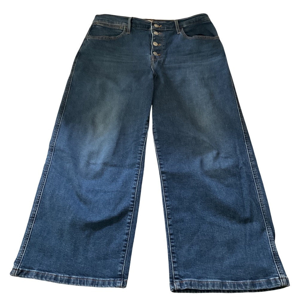 Levis Mile High Cropped Wide Leg Jeans Blue Button Fly Denim Womens‎ 31